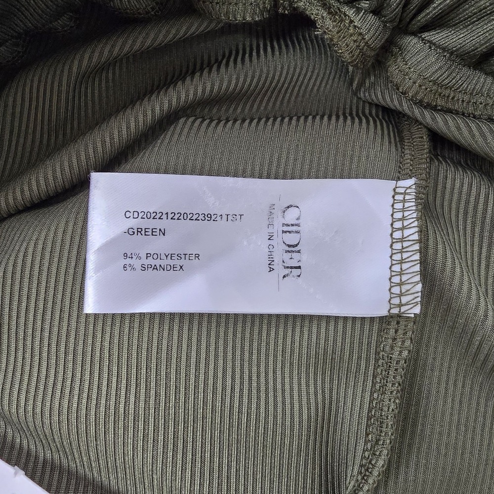 Cider Womens 1XL Ribbed Wide-leg Pant Trouser Elastic Waist Pockets Olive NWT - Picture 8 of 9